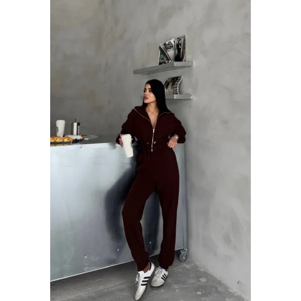 EŞOFMAN TAKIM GİFT KUMAŞ - Kahverengi