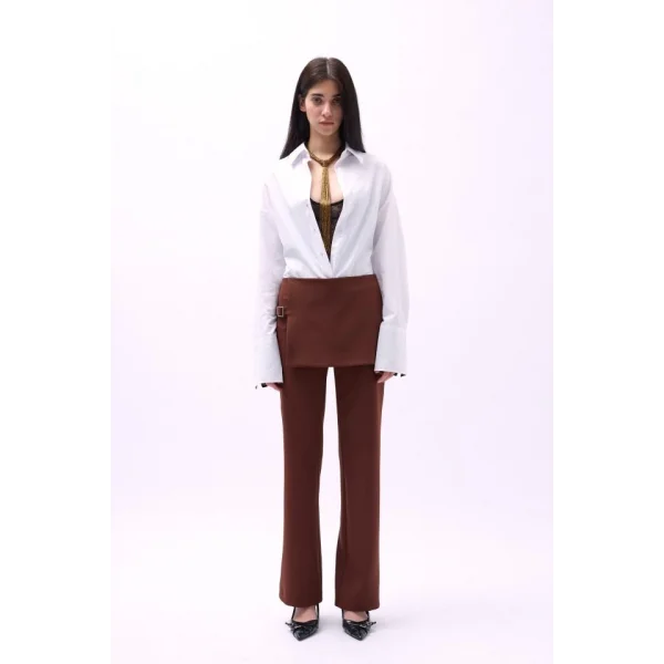 Etek Detaylı Kemerli  Pantolon