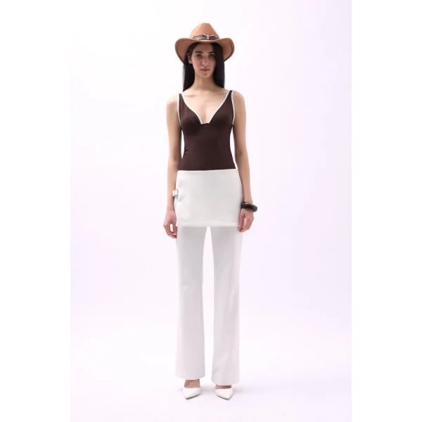 Etek Detaylı Kemerli  Pantolon