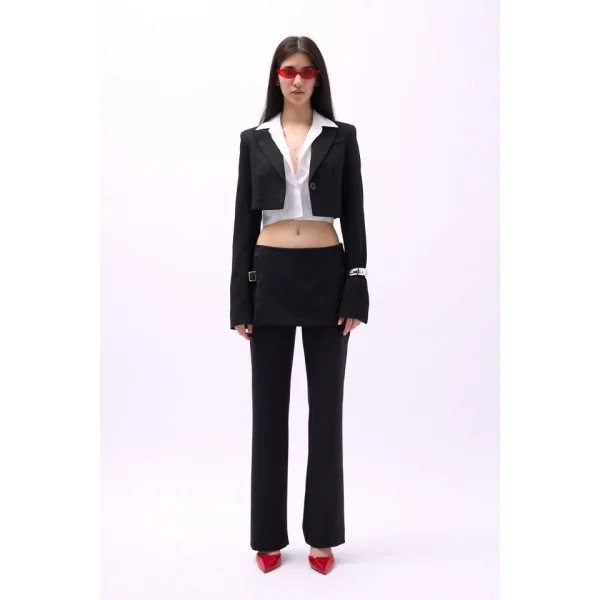 Etek Detaylı Kemerli  Pantolon