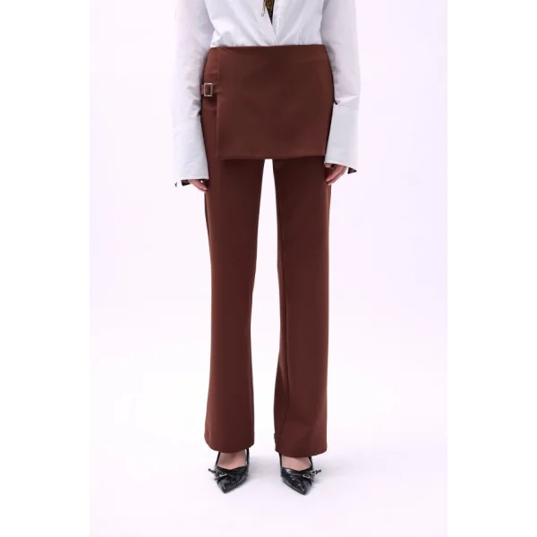 Etek Detaylı Kemerli  Pantolon