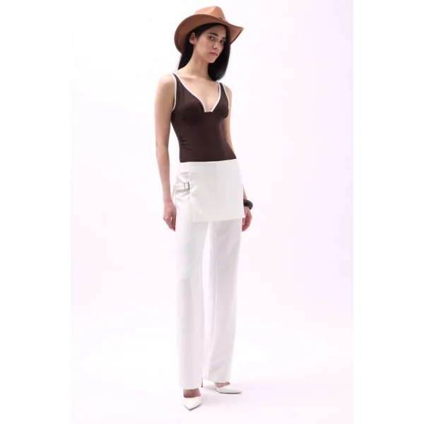 Etek Detaylı Kemerli  Pantolon