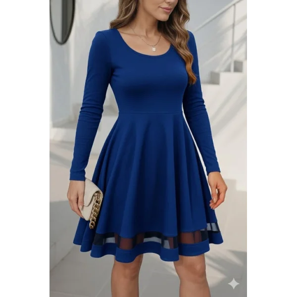 Etek Tül Detay Krep Elbise