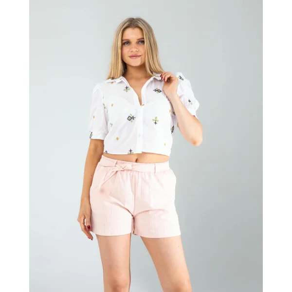 Etnik Desen Nakışlı Gömlek