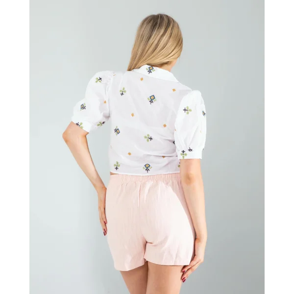 Etnik Desen Nakışlı Gömlek