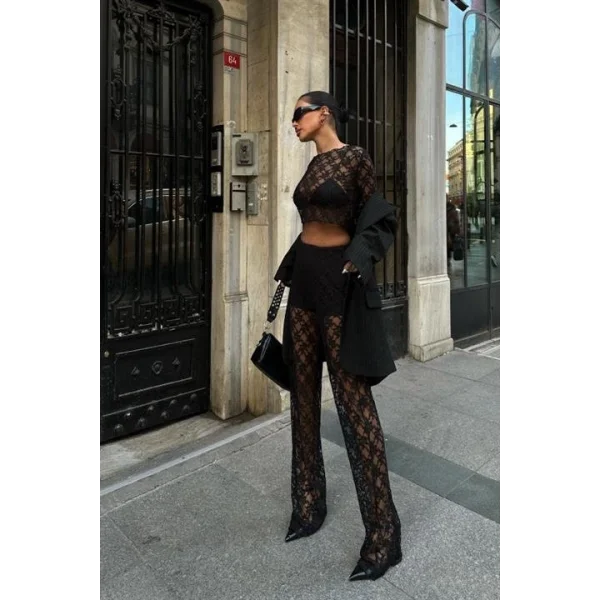 Evelyne Crop Dantelli Takım 9751-08