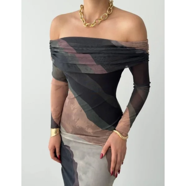 evilla adonna Yaka Tül Elbise