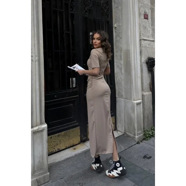 Fancy Büzgülü Midi Elbise 2695-8