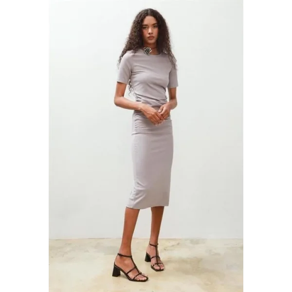 Fancy Büzgülü Midi Elbise 2695-8