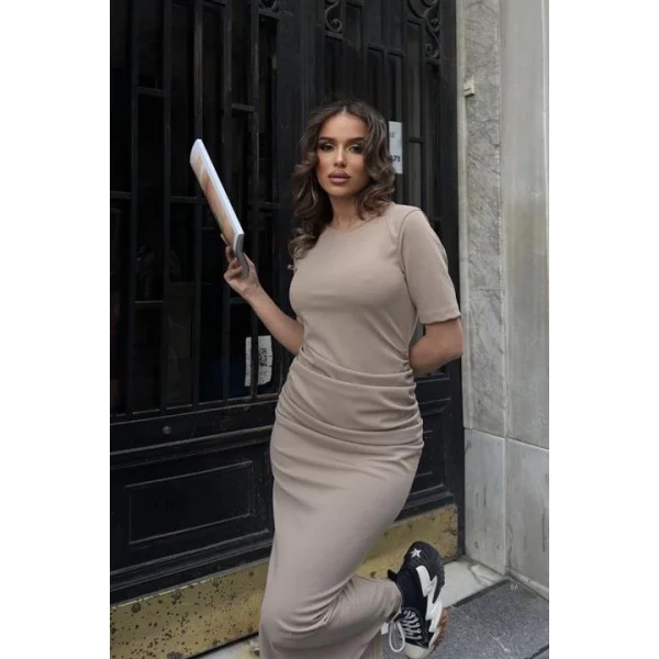 Fancy Büzgülü Midi Elbise 2695-8