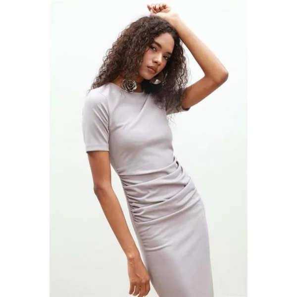 Fancy Büzgülü Midi Elbise 2695-8