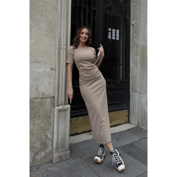 Fancy Büzgülü Midi Elbise 2695-8