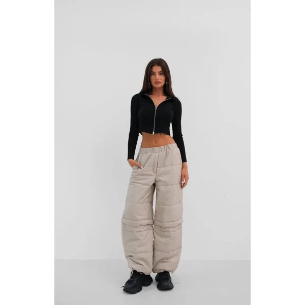 Fermuar Detay Kapitone Pantolon