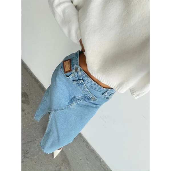 FERMUAR DETAYLI KOT ŞALVAR PANTOLON - Lacivert