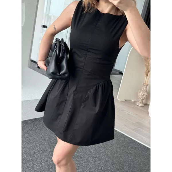 Fermuar detaylı Mini Elbise - Siyah