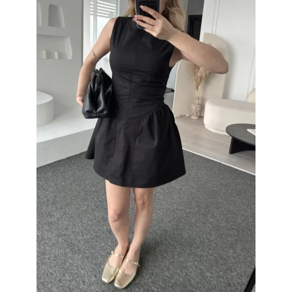 Fermuar detaylı Mini Elbise - Siyah