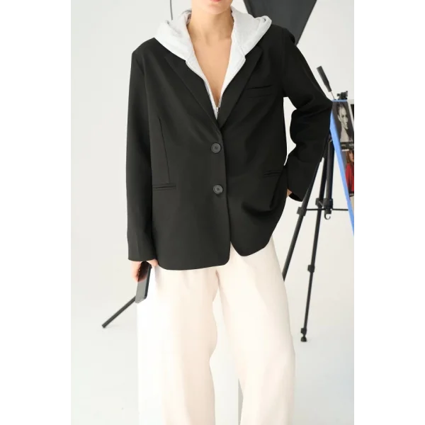 Fermuarlı Ceket  SiyahGri