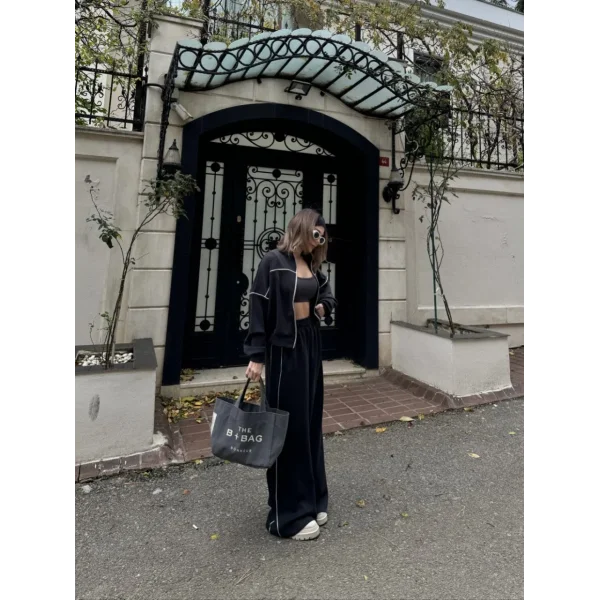 Fermuarlı Eşofman Pantolon İkili Takım - Antrasit