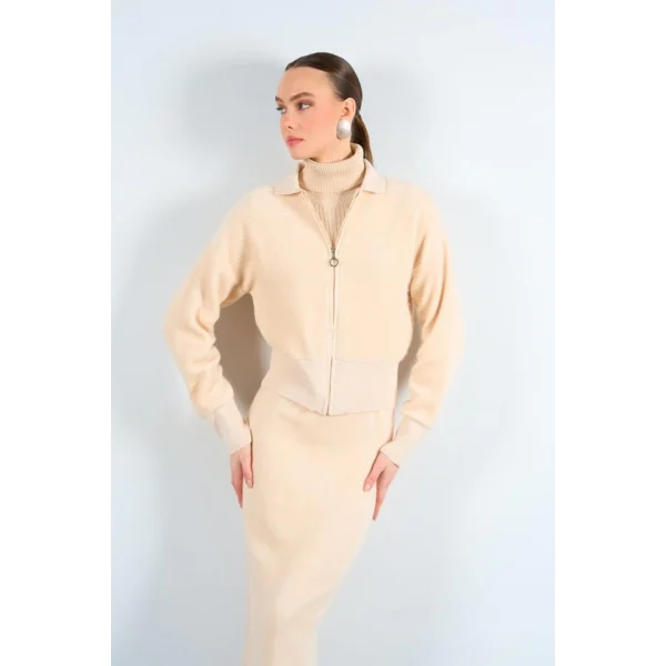 Fermuarlı Etekli Takım  Vanilya