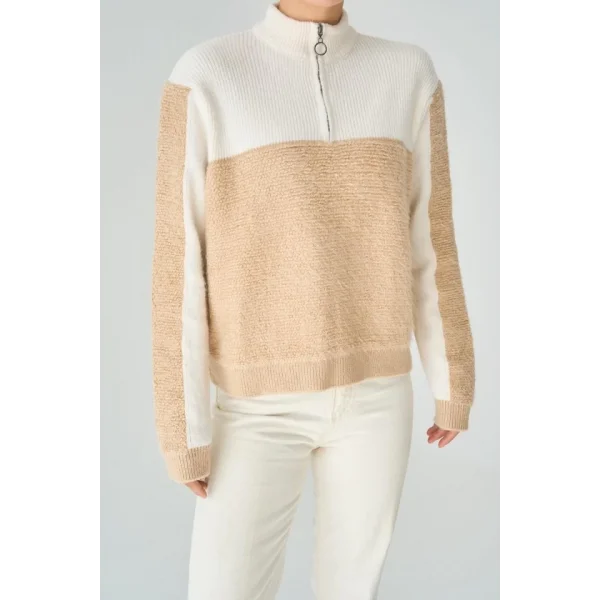 Fermuarlı Kazak  BejKrem