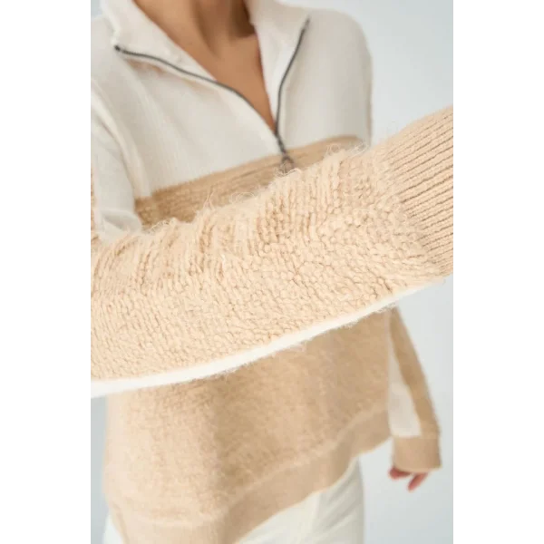 Fermuarlı Kazak  BejKrem