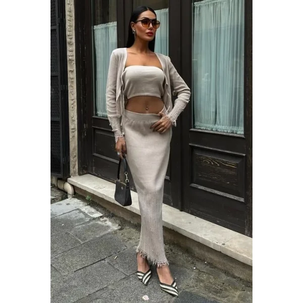 Ferry İnci Detaylı Üçlü Takım 9879