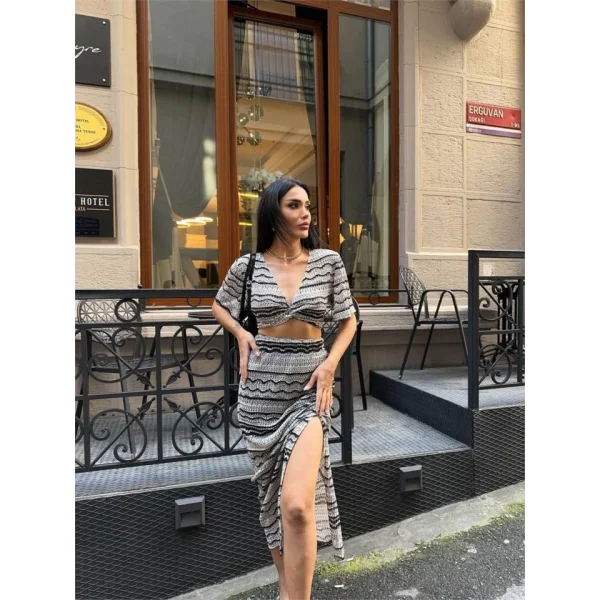 FİE DANTE BUZ  YIRTAÇI ETEK TAKI  Bej