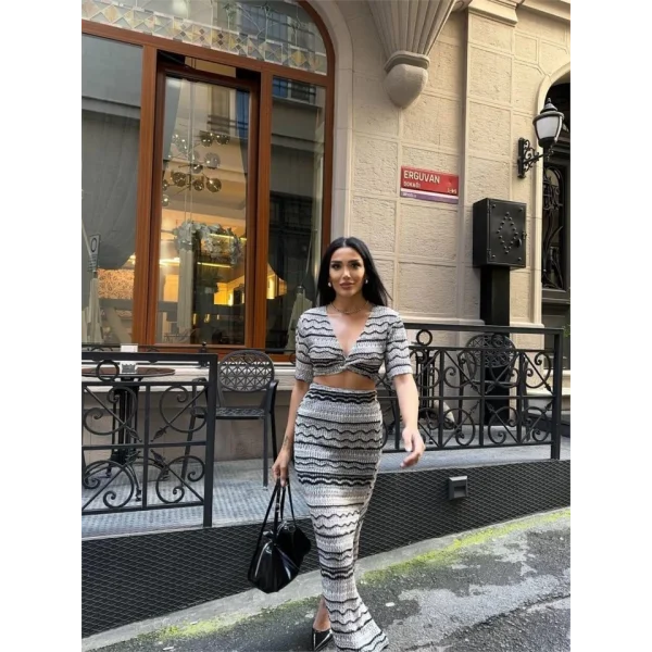 FİE DANTE BUZ  YIRTAÇI ETEK TAKI  Bej