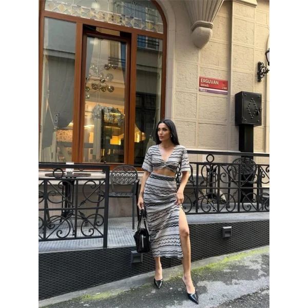 FİE DANTE BUZ  YIRTAÇI ETEK TAKI  Bej