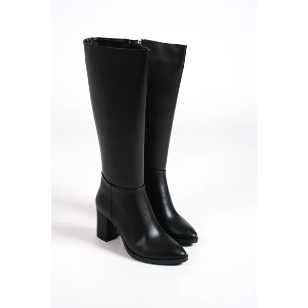 FIORELLA Bağcıksız Fermuarlı Ortopedik Taban Kadın Çizme CST - Siyah