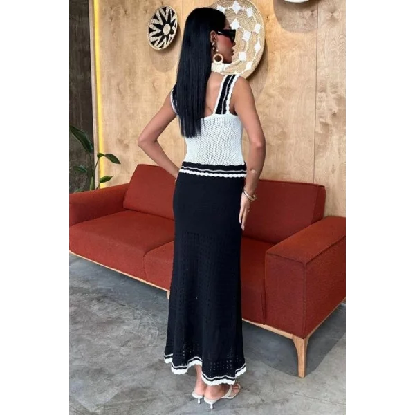 Fırfır Detaylı Uzun Etekli Triko Takım 10115