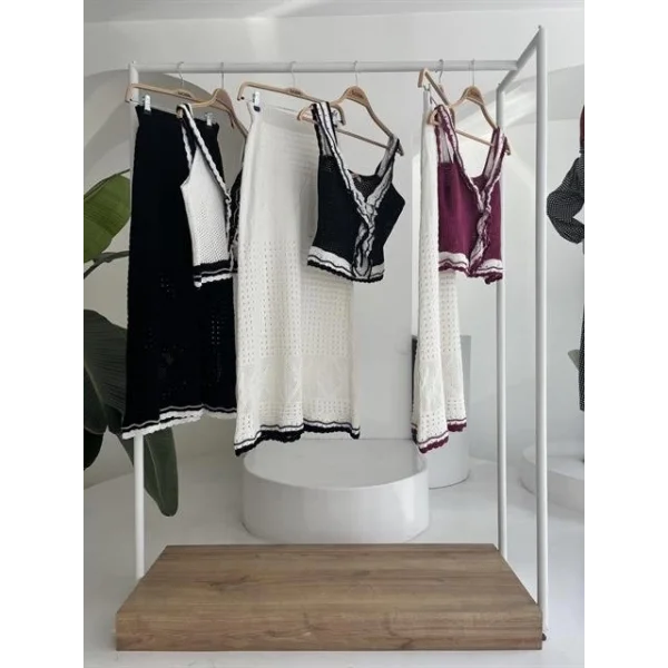 Fırfır Detaylı Uzun Etekli Triko Takım 10115