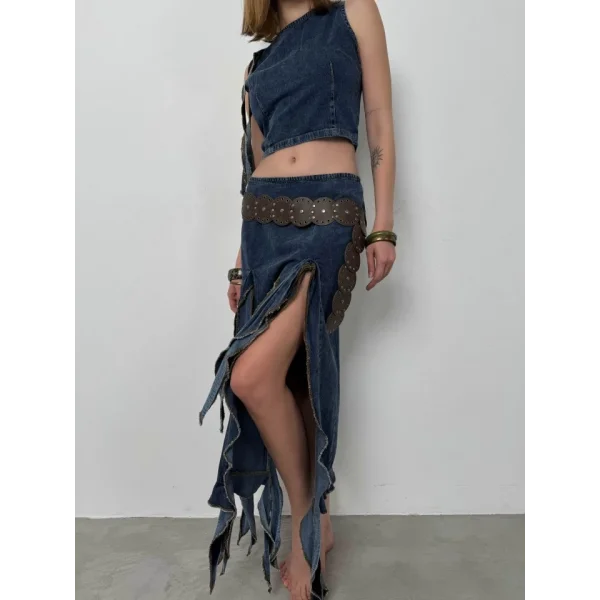 Fırfırlı Denim Etek