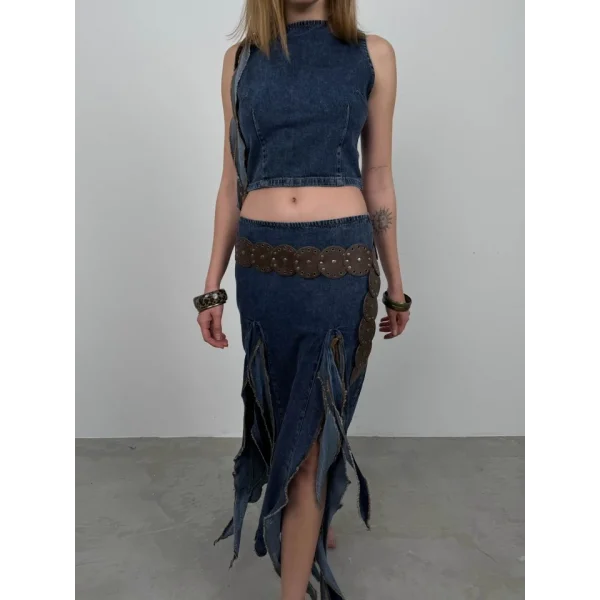 Fırfırlı Denim Etek