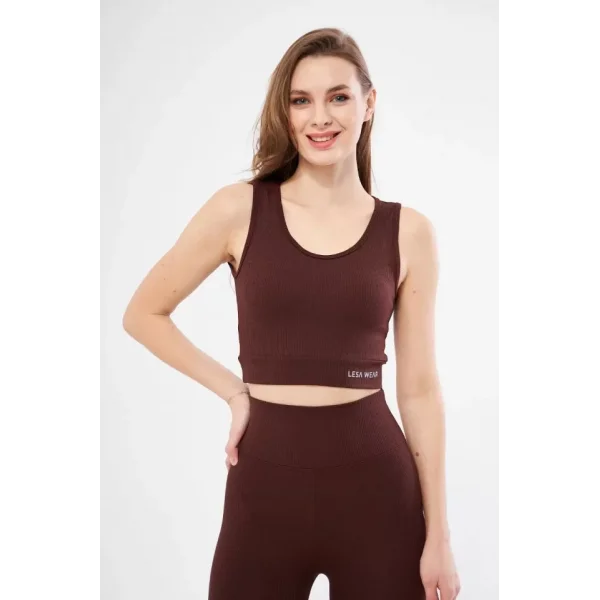 Fitilli Baskılı Crop  Bordo
