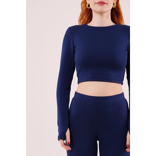 Fitilli Bluz Ve Pantolon acivert İkili Takım