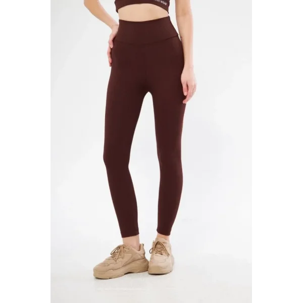 Fitilli Full Likralı Yüksek Bel Toparlayıcı Tayt Günlük Ve Spor Kullanım - Bordo