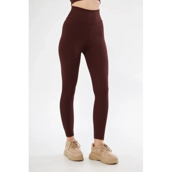 Fitilli Full Likralı Yüksek Bel Toparlayıcı Tayt Günlük Ve Spor Kullanım - Bordo