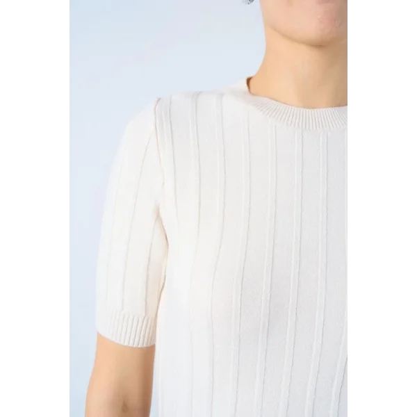 Fitilli Kısa Kol Kazak - Krem