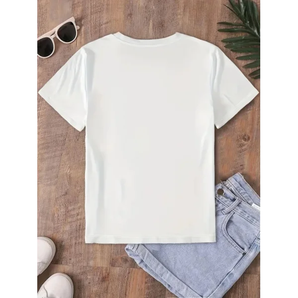 Fiyonk Baskılı Oversize Bisiklet Yaka T-shirt - Beyaz