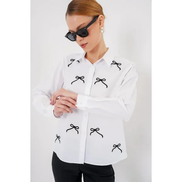 Fiyonk Detay Gömlek 20311 - Beyaz