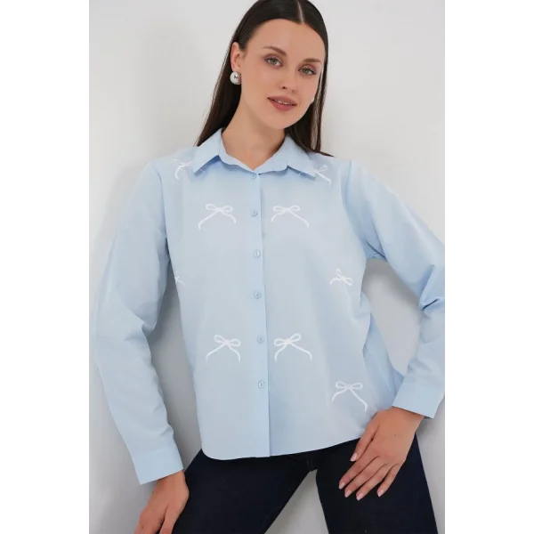 Fiyonk Detay Gömlek 20311 - Mavi