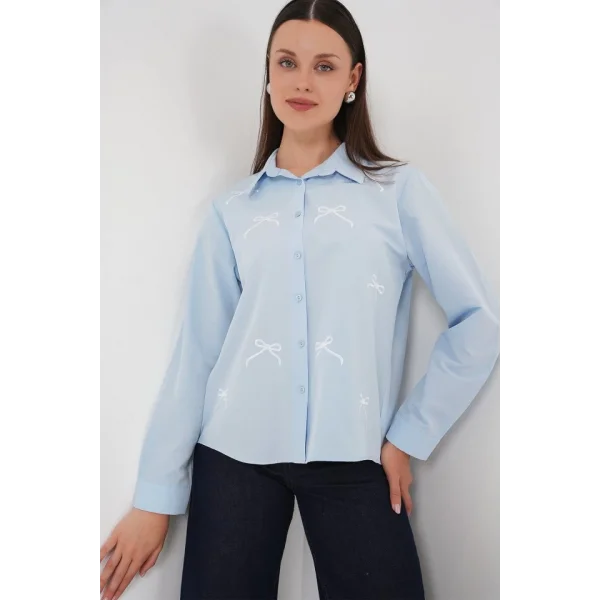 Fiyonk Detay Gömlek 20311 - Mavi