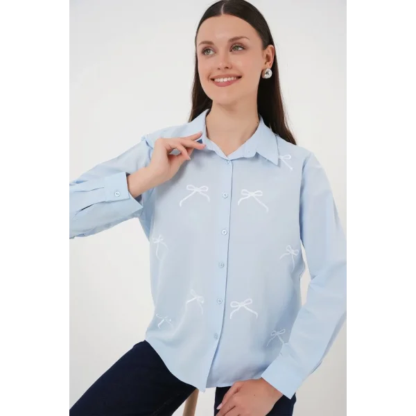 Fiyonk Detay Gömlek 20311 - Mavi