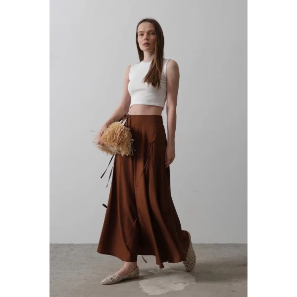 Fiyonk Kloş Etek - Kahve