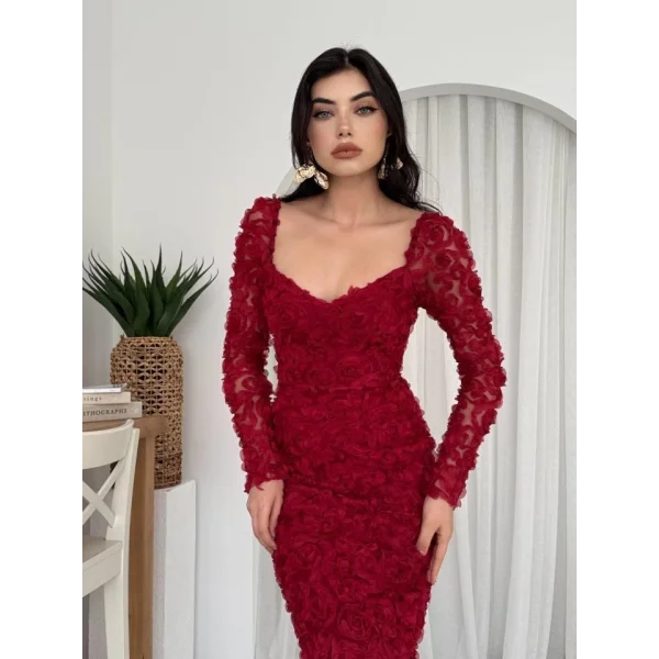 Folers Çiçek Desenli Elbise