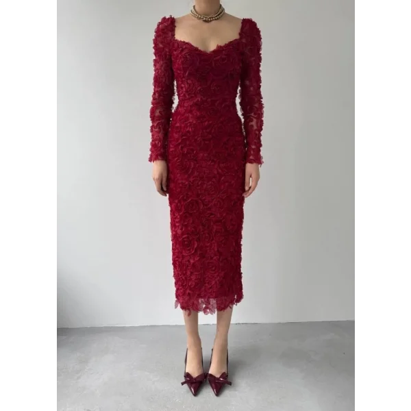 Folers Çiçek Desenli Elbise