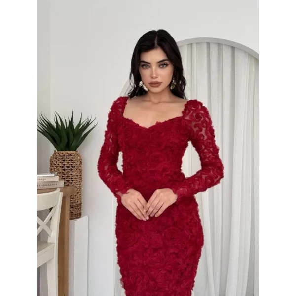 Folers Çiçek Desenli Elbise