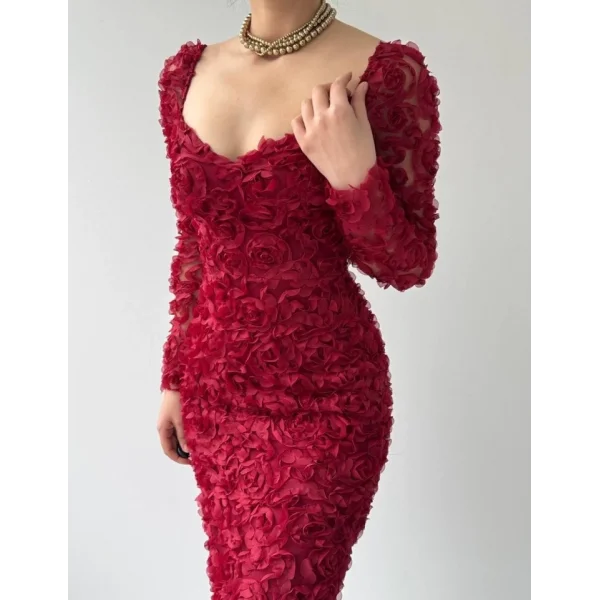 Folers Çiçek Desenli Elbise