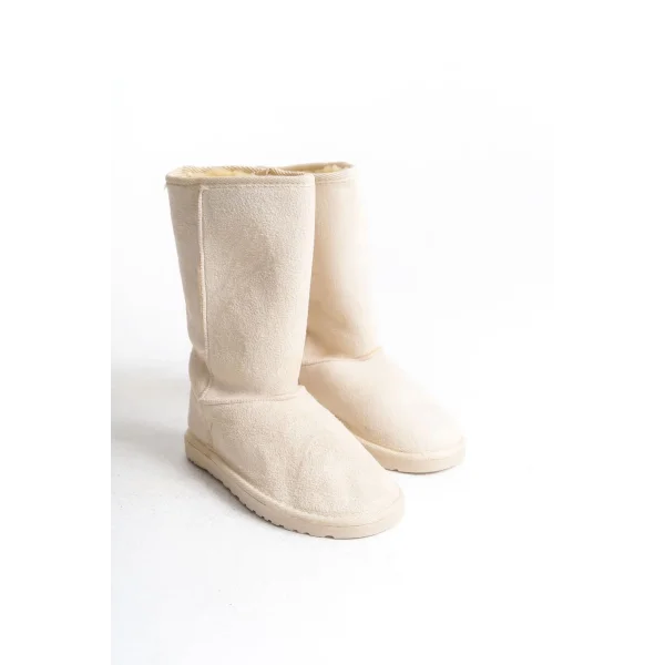FREYA Bağcıksız Düz Taban İçi Kürklü Süet Kadın Bot  SKT - Krem